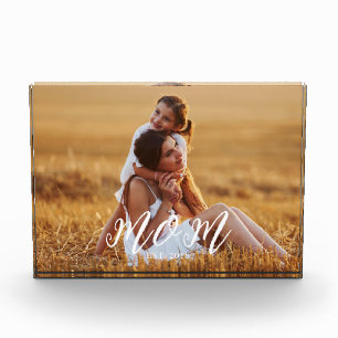 Custom Mum Established Modern Script Photo Block