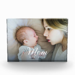 Custom Mum Established Modern Script Photo Block