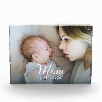 Custom Mum Established Modern Script Photo Block
