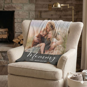 Custom Mum Established Modern Script Photo Fleece Blanket