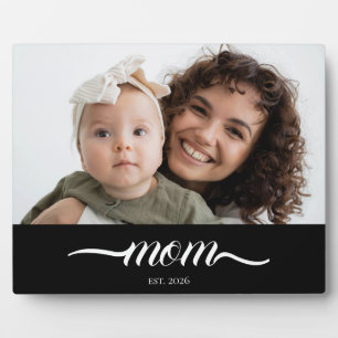 Custom Mum Established Modern Script Photo Plaque