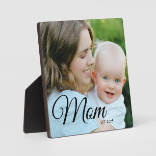 Custom Mum Established Modern Script Photo  Plaque
