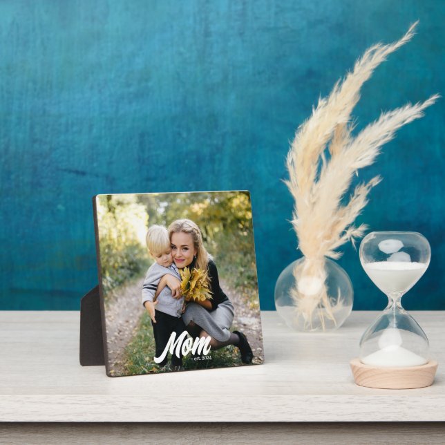 Custom Mum Established Modern Script Photo Plaque (Insitu)