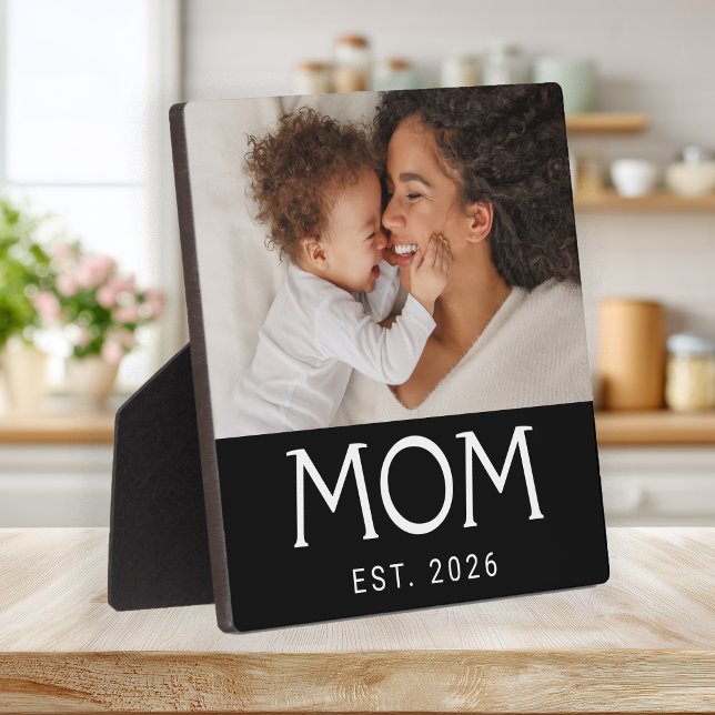 Custom Mum Established Modern Typography Photo Plaque (Creator Uploaded)