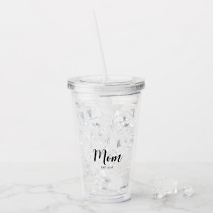 Custom Mum Established Year Typography Layout Acrylic Tumbler