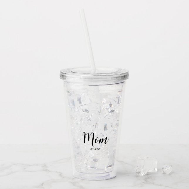Custom Mum Established Year Typography Layout Acrylic Tumbler (Front Ice)