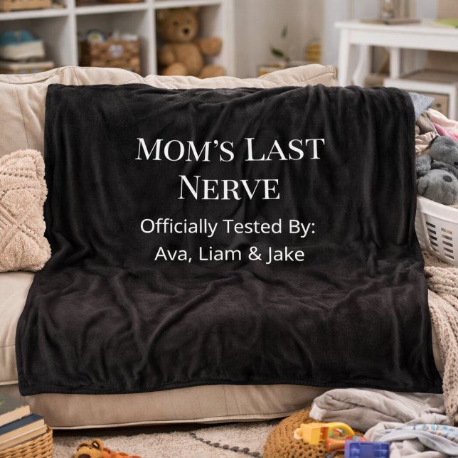 Custom Mum Last Nerve Fleece Black & White Blanket (Creator Uploaded)