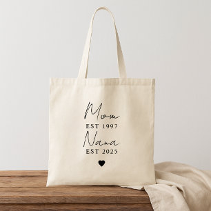Custom Mum & Nana EST New Grandma Gift Tote Bag