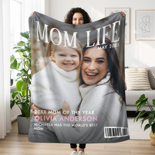 Custom Mum Of The Year Magazine Cover Gift Fleece Blanket