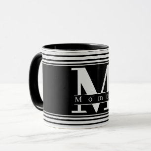 Custom Mum Personalised Monogram Black & White Mug