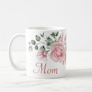 Custom Mum Pink Roses Floral Personalised Coffee Mug