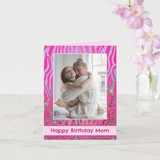 Custom Mum Pink Tiger Print Birthday Card (Orchid)