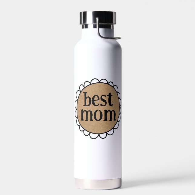Custom Mum Scalloped Edge Insulated Water Bottle (Left)