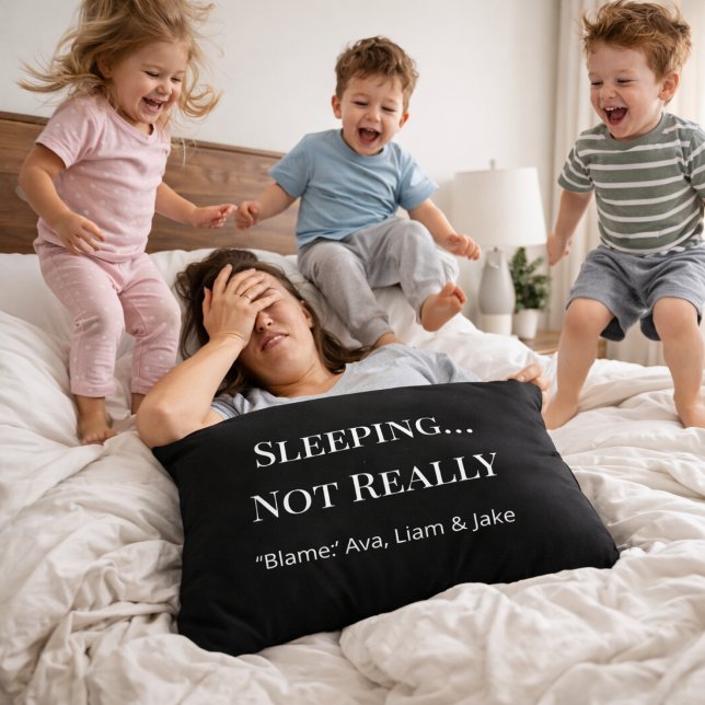 Custom Mum Sleeping Not Really Black White Pillow  (Creator Uploaded)