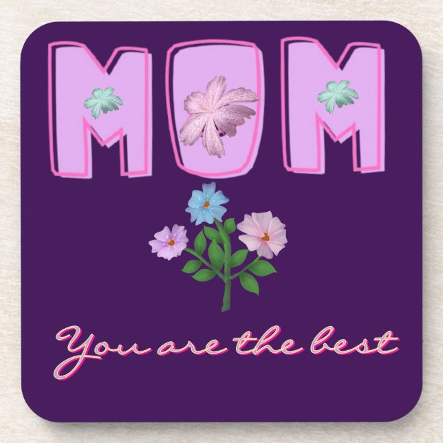 Custom Mum Typography Design,  Coaster (Front)