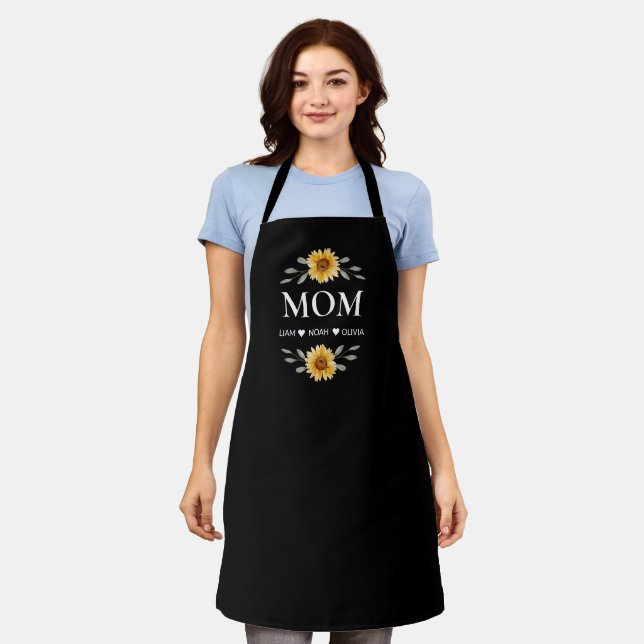 Custom Mum With Kids Names Mothers Day Gift Apron (Worn)