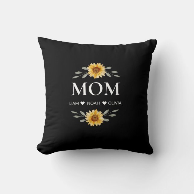 Custom Mum With Kids Names Mothers Day Gift Cushion (Front)