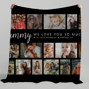 Custom Mummy 18 Photo Collage Fleece Blanket