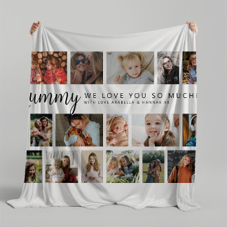 Custom Mummy 18 Photo Collage Fleece Blanket
