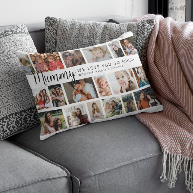 Custom Mummy 18 Photo Collage Lumbar Cushion (Creator Uploaded)