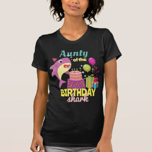 Custom Mummy Aunty Papa Daddy Shark Birthday Gift T-Shirt