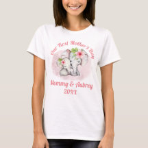 Custom Mummy & Baby Elephant Mother's Day T-shirt