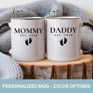 Custom Mummy & Daddy Mug Set Gift for New Mum Dad