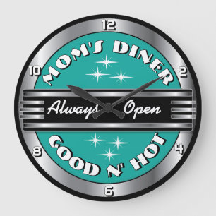 Custom Mum's Retro 1950s Diner Wall Clock - Aqua