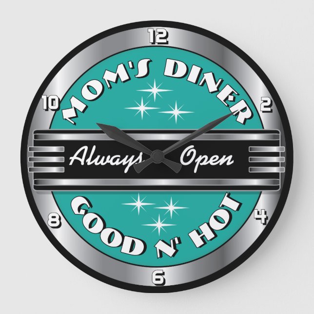 Custom Mum's Retro 1950s Diner Wall Clock - Aqua (Front)