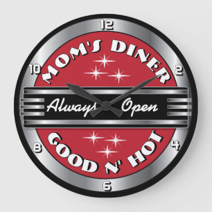Custom Mum's Retro 1950s Diner Wall Clock - Red