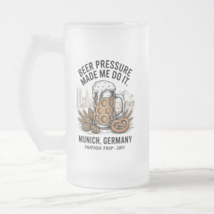 Custom Munich Oktoberfest Friends Trip Frosted Glass Beer Mug