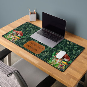 Custom Mushroom Forest Desk Mat Botanical Leaf