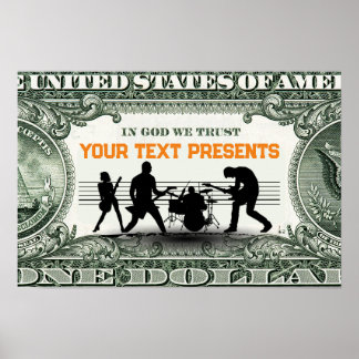 Custom Music Band and Money Poster