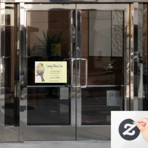 Custom Music & Bird Business Card Window Cling