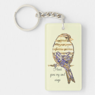 Custom Music gives my soul wings Sparrow Bird Key Ring