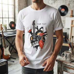 custom Music Heart Guitar Piano Keyboard Band T-Shirt