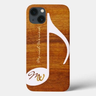 custom music note on wood iPhone 13 case