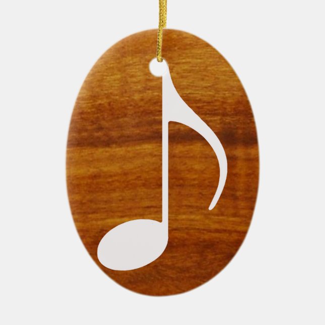 custom music note on wood ceramic tree decoration (Front)