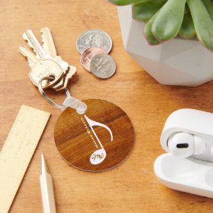 Custom Music note on wood Key Ring