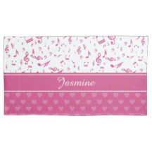 Custom Music Notes and Hearts Pattern Pink White