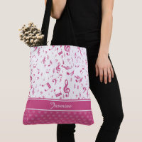 Custom Music Notes and Hearts Pattern Pink White