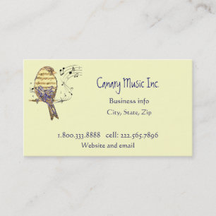 Custom Music Notes & Bird Music Business Business Card
