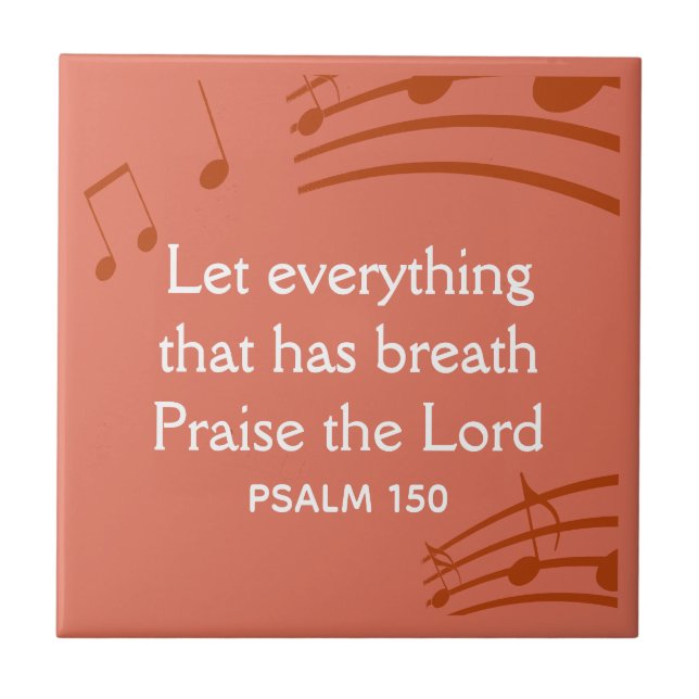 Custom MUSIC NOTES Terracotta Christian  Tile (Front)