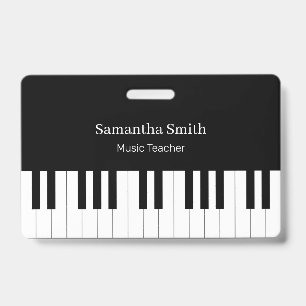 Custom Music Piano Teacher and Student Name Tag ID Badge