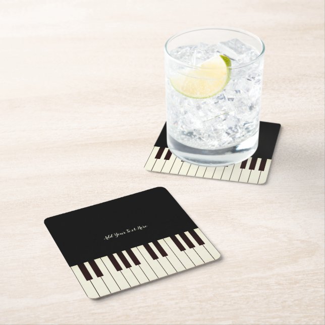 Custom Music Piano Teacher Piano Keys  Square Paper Coaster (Insitu)