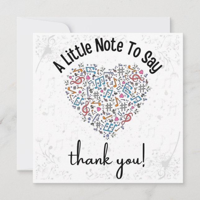 Custom Music Teacher Appreciation Card, Thank you (Front)