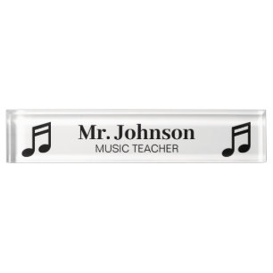 Custom music teacher name and music note icon nameplate