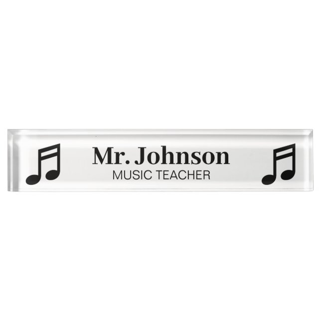 Custom music teacher name and music note icon nameplate (Front)