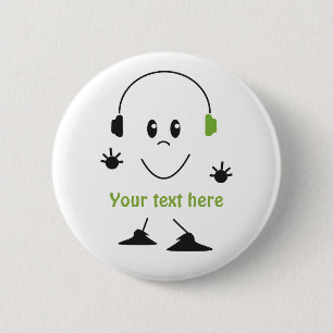 Custom Music Text Cute Headphones Character 6 Cm Round Badge