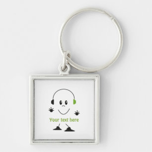 Custom Music Text Cute Headphones Character Key Ring